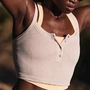 Free People All Clear Scrunched Henley Tank